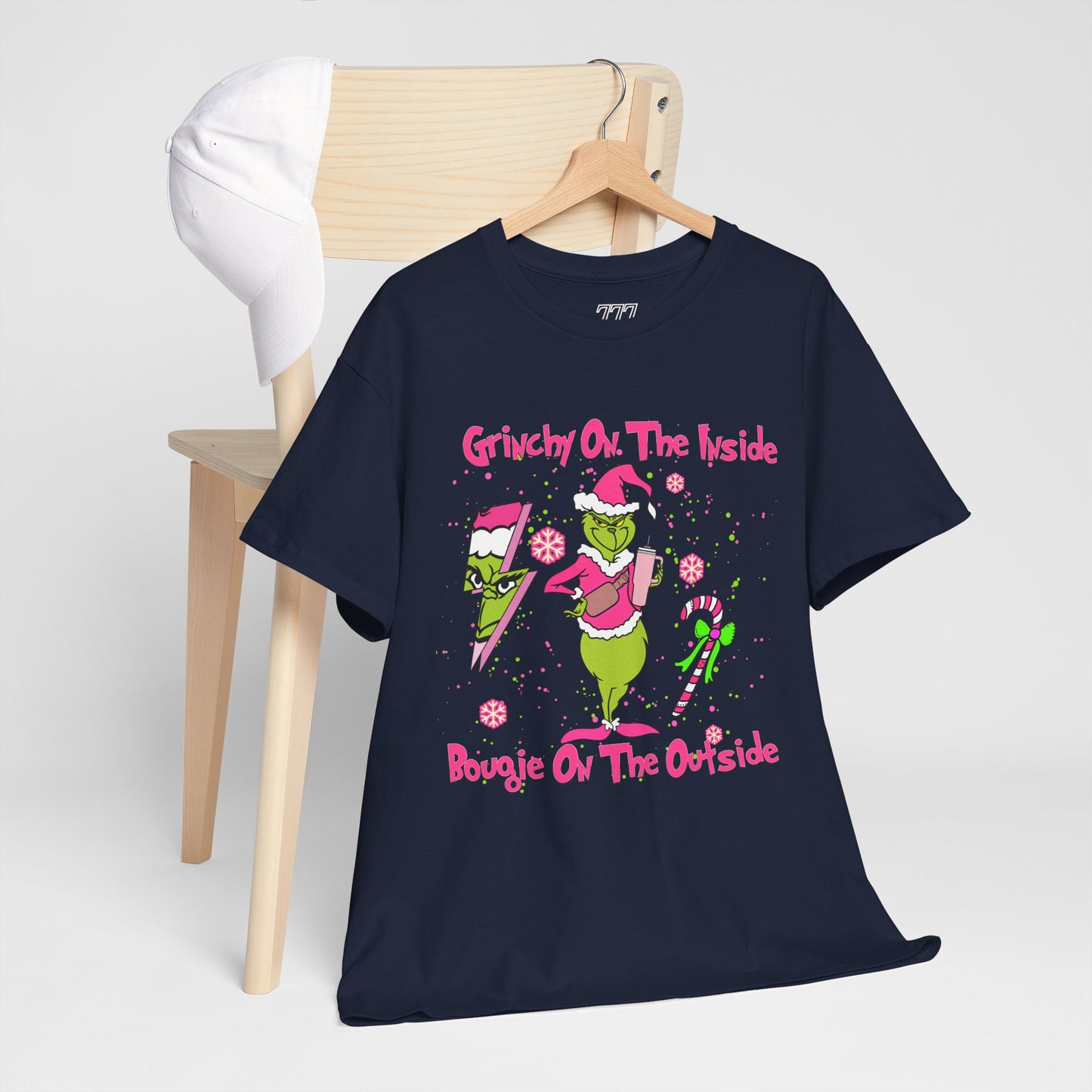 Grinchy On The Inside, Bougie On The Outside Unisex Heavy Cotton T-Shirt - Funny Holiday Tee