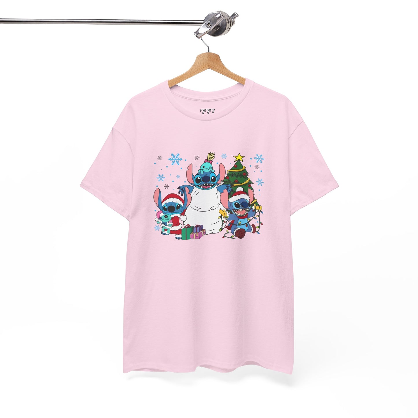 Stitch Christmas Vibes T-Shirt – Cute Holiday Trio Unisex Heavy Cotton Tee