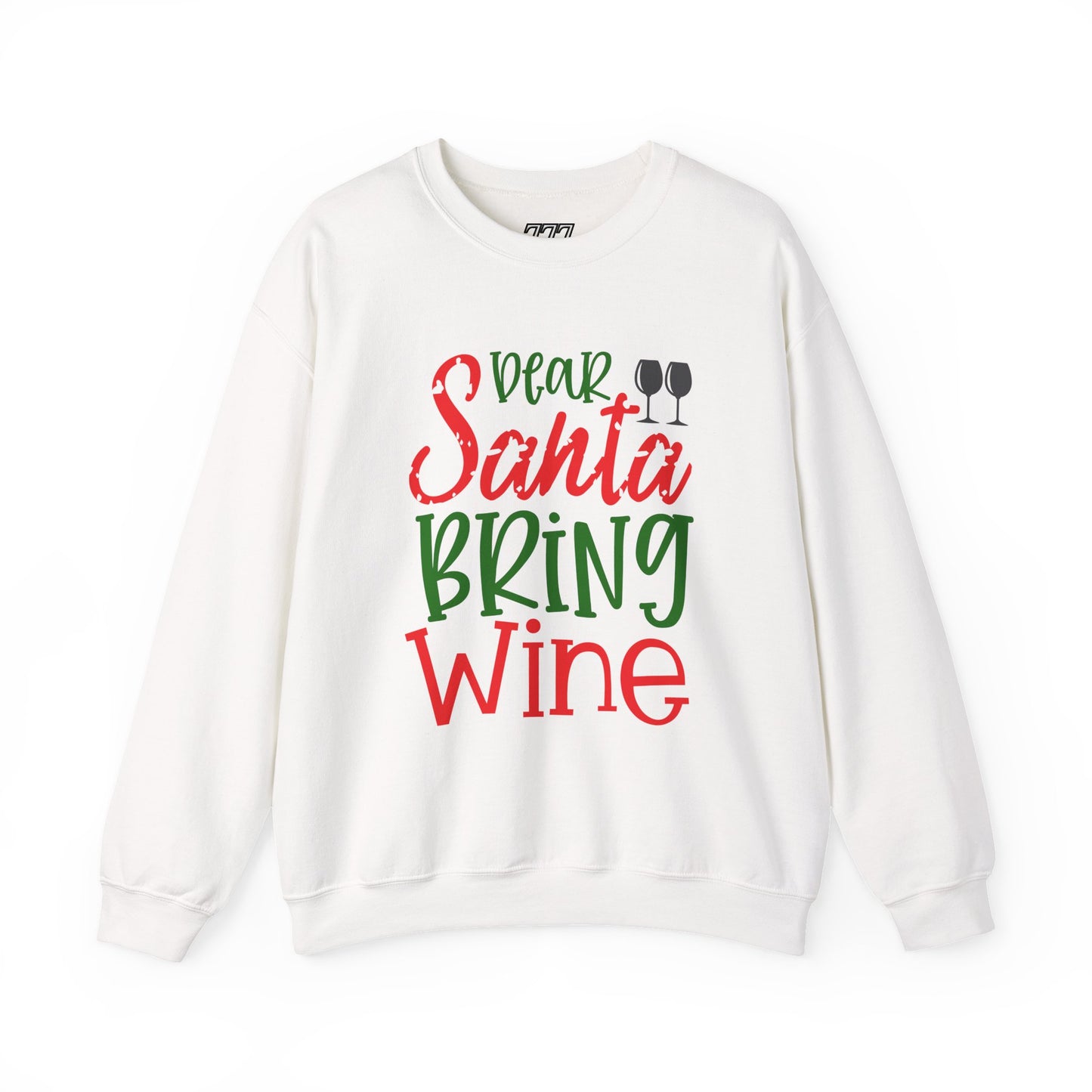 Dear Santa Bring Wine Christmas Crewneck – Funny Holiday Wine Lover Sweatshirt (Unisex)