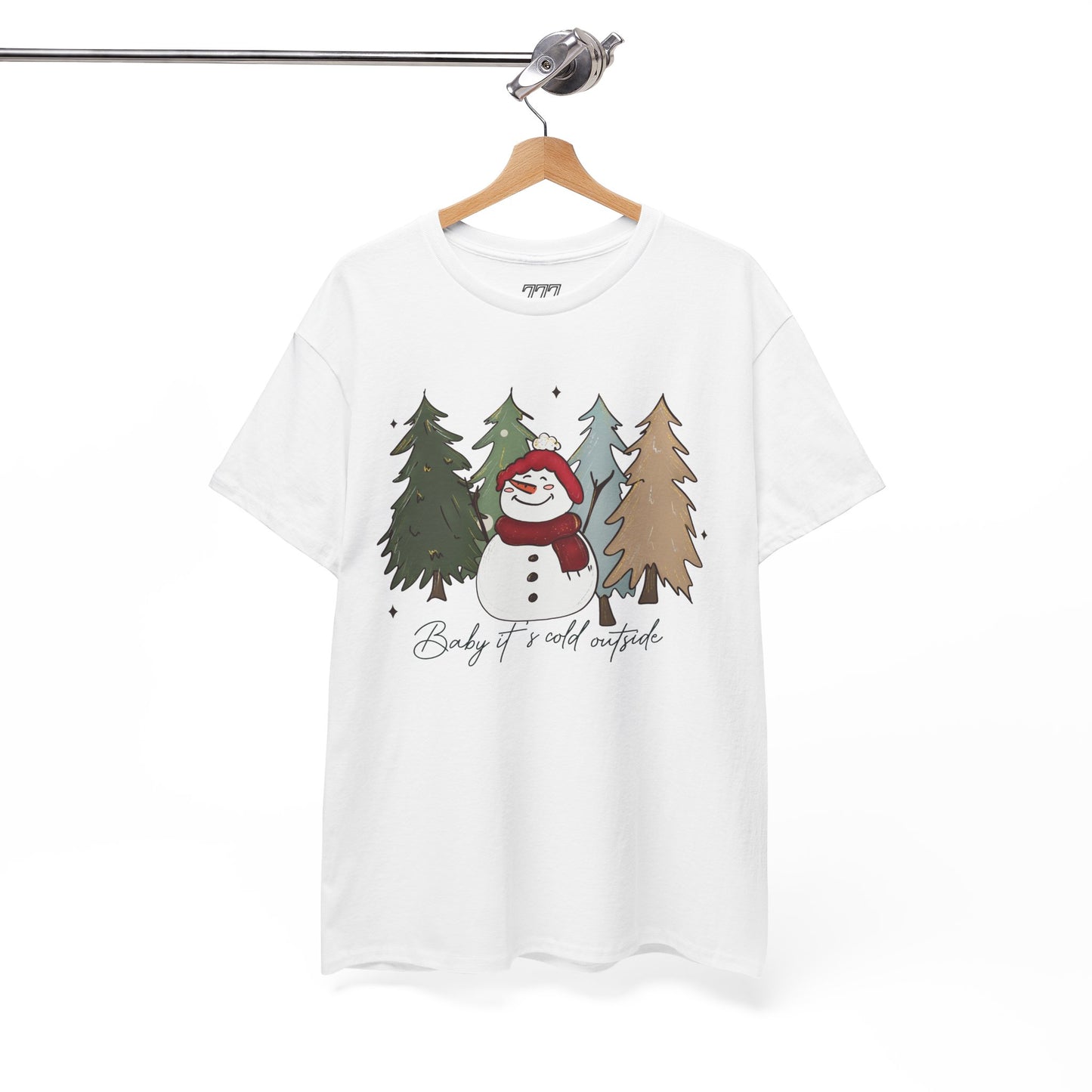 Baby It’s Cold Outside Snowman Christmas Tee – Cozy Winter Aesthetic Holiday Unisex Heavy Cotton T-Shirt