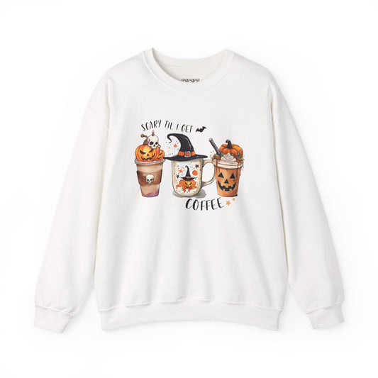 Scary Till I Get My Coffee II Unisex Heavy Blend Crewneck Sweatshirt