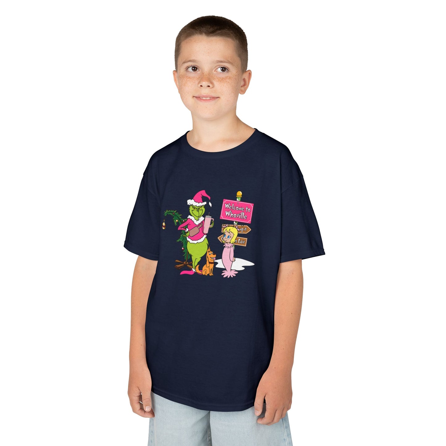 Welcome to Merryville Kids Christmas T-Shirt – Cute Green Holiday Creature Tee
