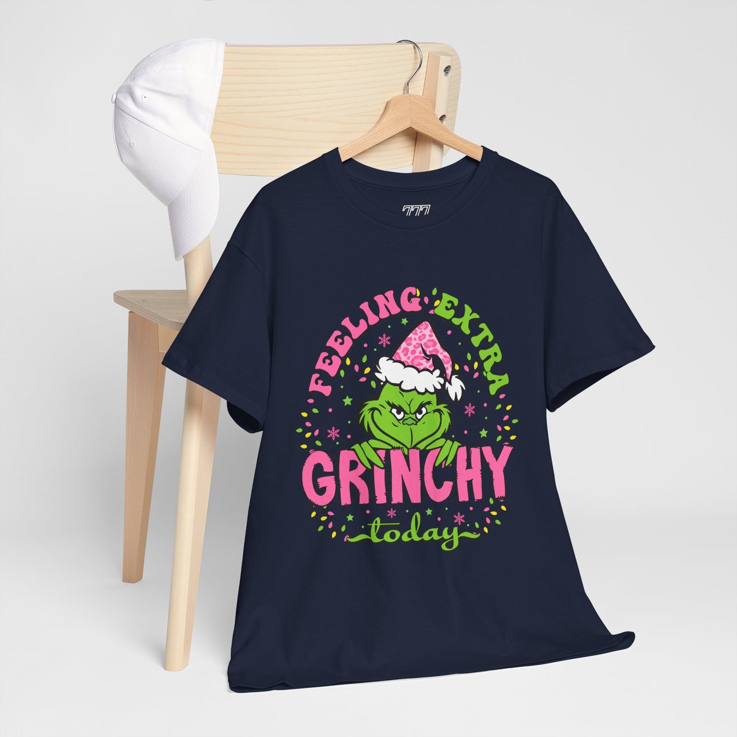 Feeling Extra Grinchy Today Funny Christmas Grinch-Inspired Holiday Tee – Pink Santa Festive Unisex Heavy Cotton T-Shirt