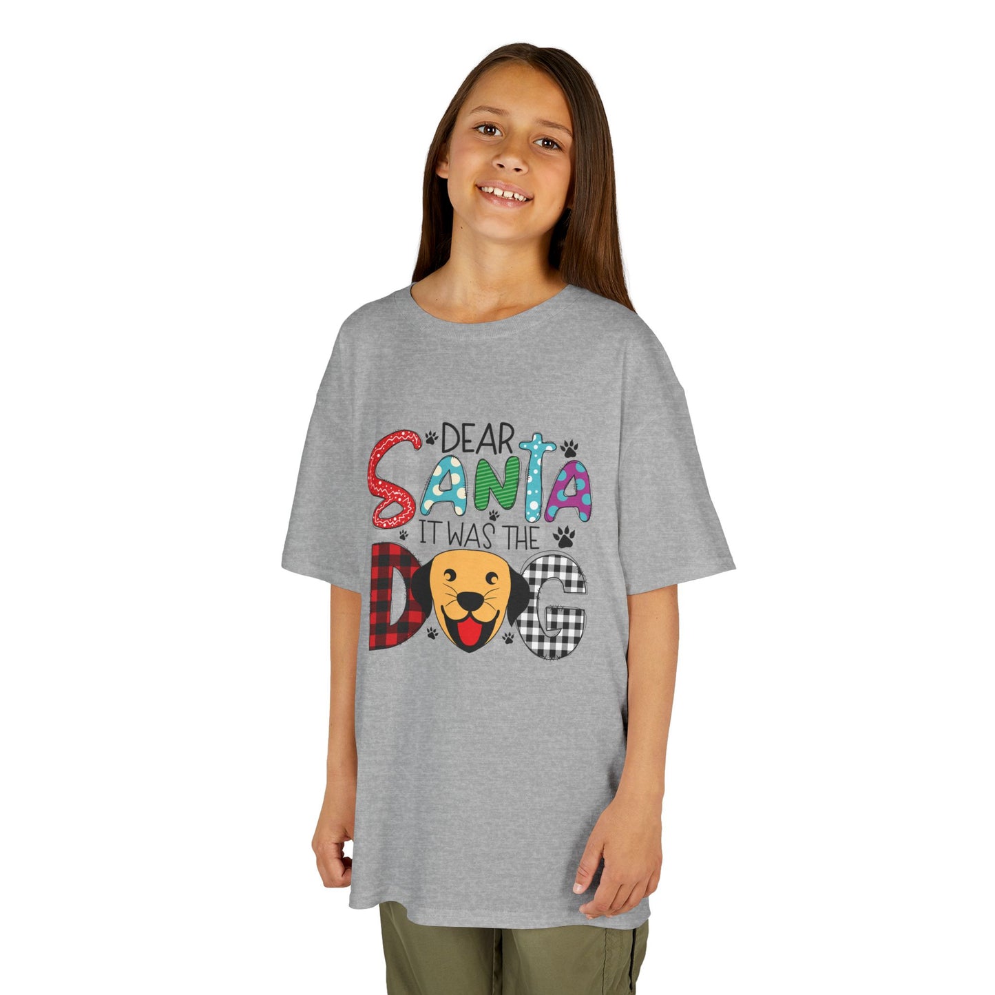 Dear Santa It Was The Dog Kids Christmas T-Shirt – Funny Holiday Dog Lover Tee