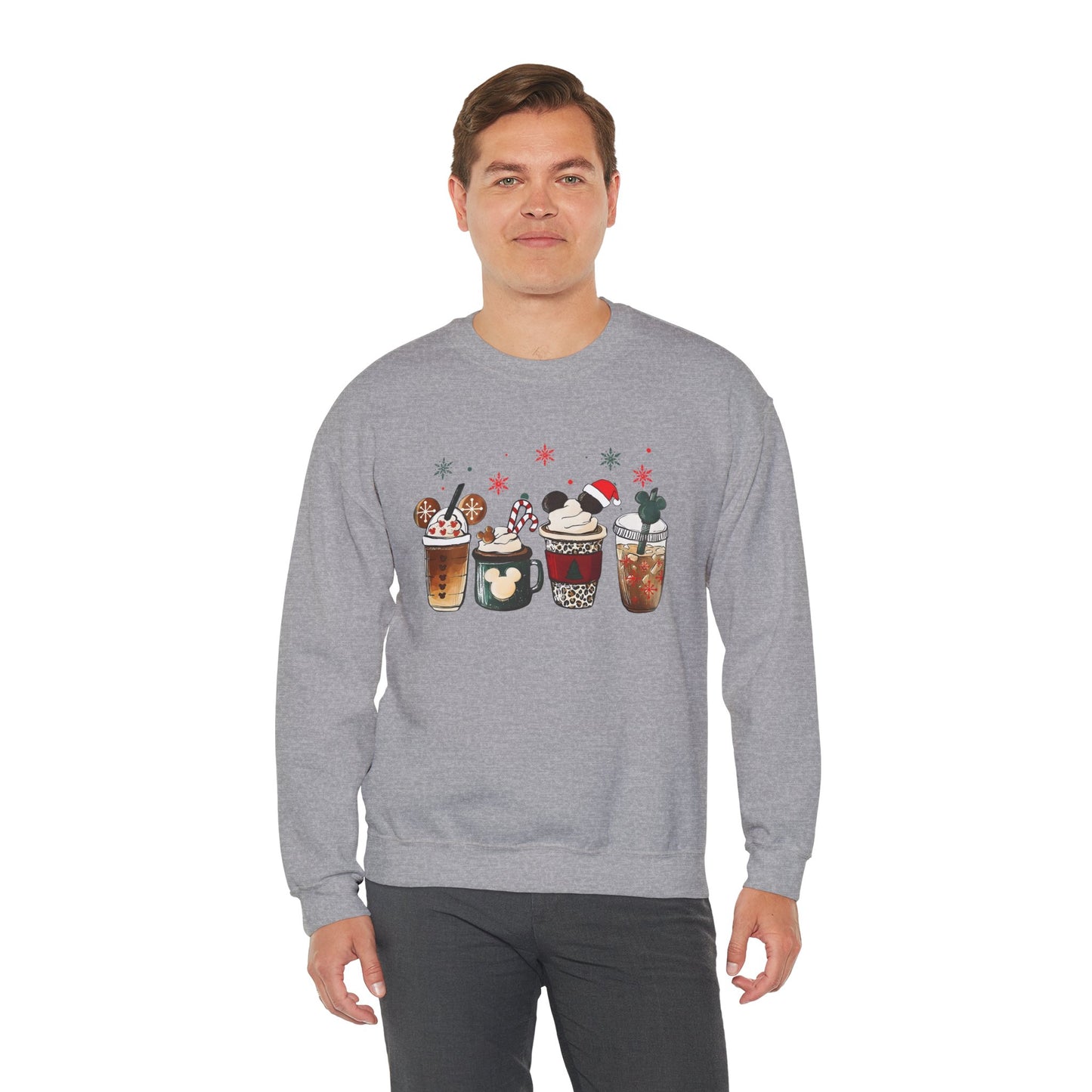 Christmas Coffee Lovers Crewneck – Cute Holiday Drink Art Sweatshirt (Unisex)