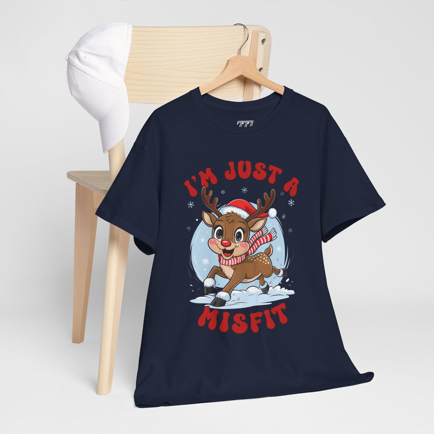 I’m Just a Misfit Unisex Heavy Cotton T-Shirt – Cute Christmas Reindeer Holiday Tee