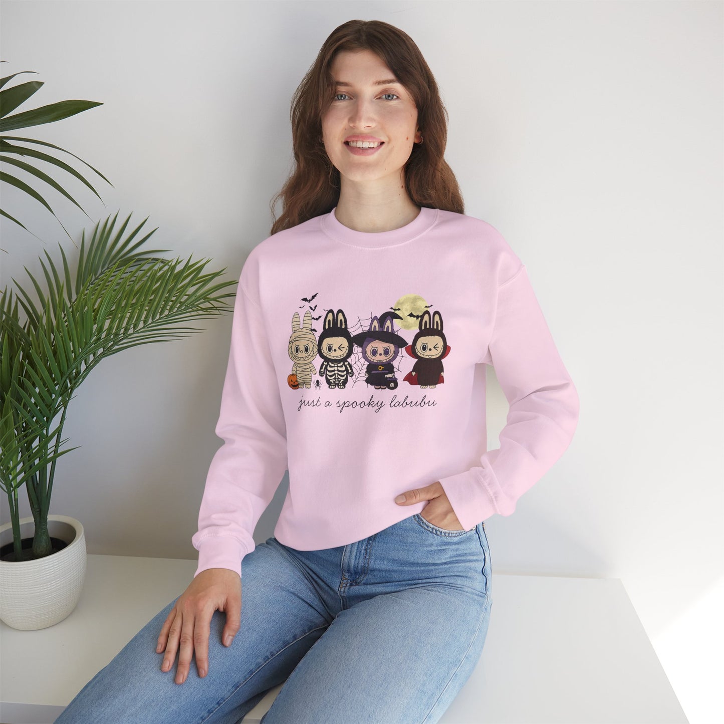 Just A Spooky Labubu Women's Heavy Blend Crewneck Sweatshirt