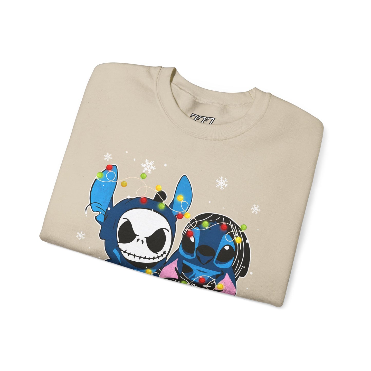Cute Holiday Duo Christmas Unisex Heavy Blend Crewneck Sweatshirt – Cartoon Alien & Skeleton Festive Sweater