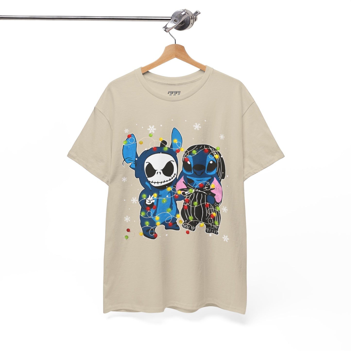 Cute Holiday Duo Christmas Unisex Heavy Cotton T-Shirt – Cartoon Alien & Skeleton Festive Tee