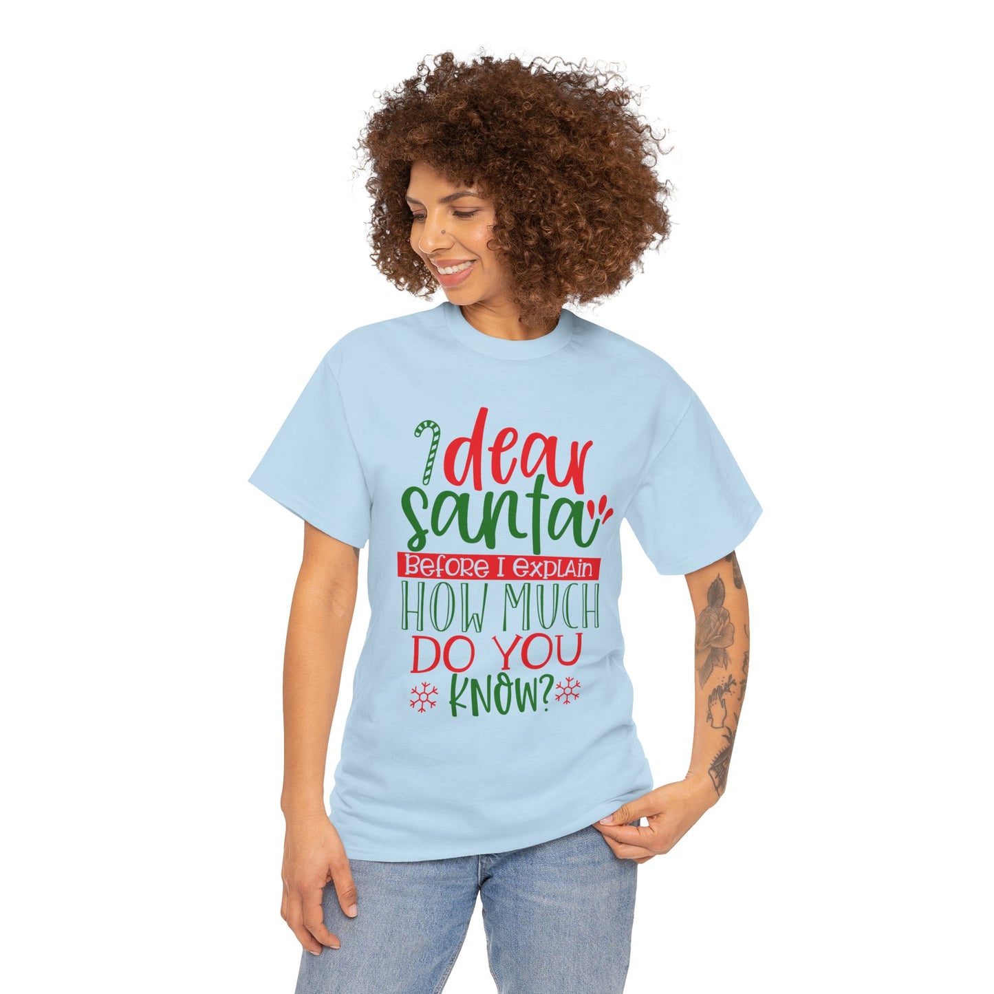 Dear Santa, Before I Explain How Much Do You Know? Unisex Heavy Cotton T-Shirt