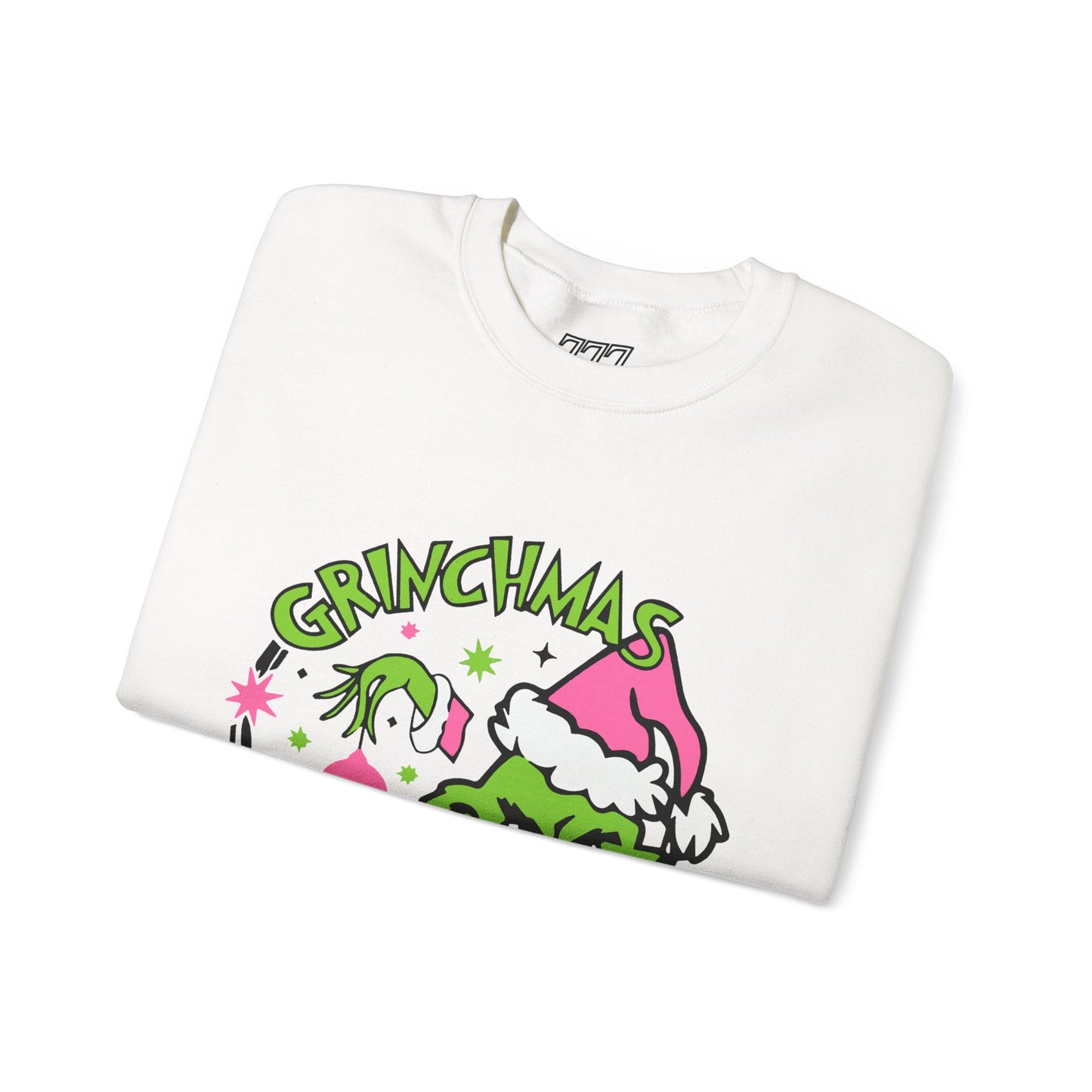 Grinchmas Vibes Funny Christmas Grinch-Inspired Holiday Sweatshirt – Pink Santa Festive Unisex Heavy Blend Crewneck