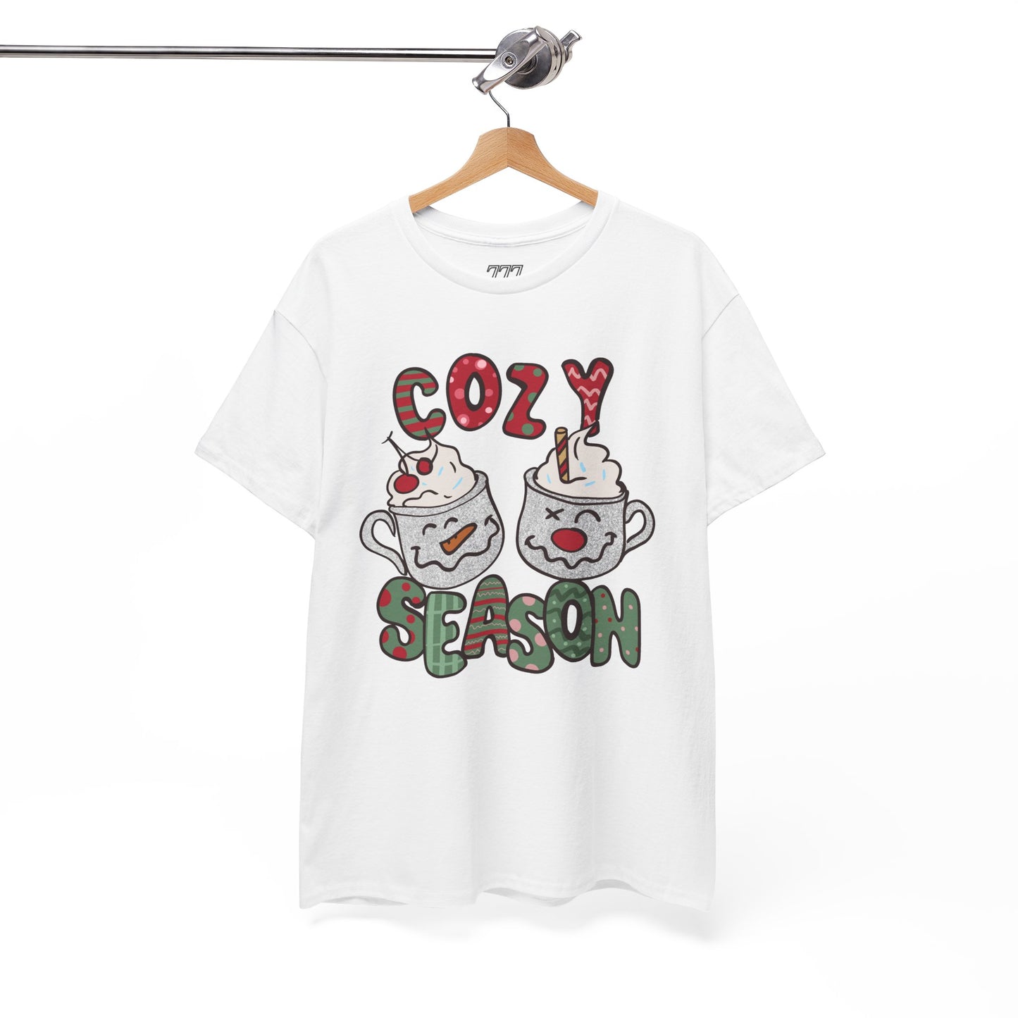 Cozy Season Christmas Unisex Heavy Cotton T-Shirt – Cute Holiday Hot Cocoa Tee