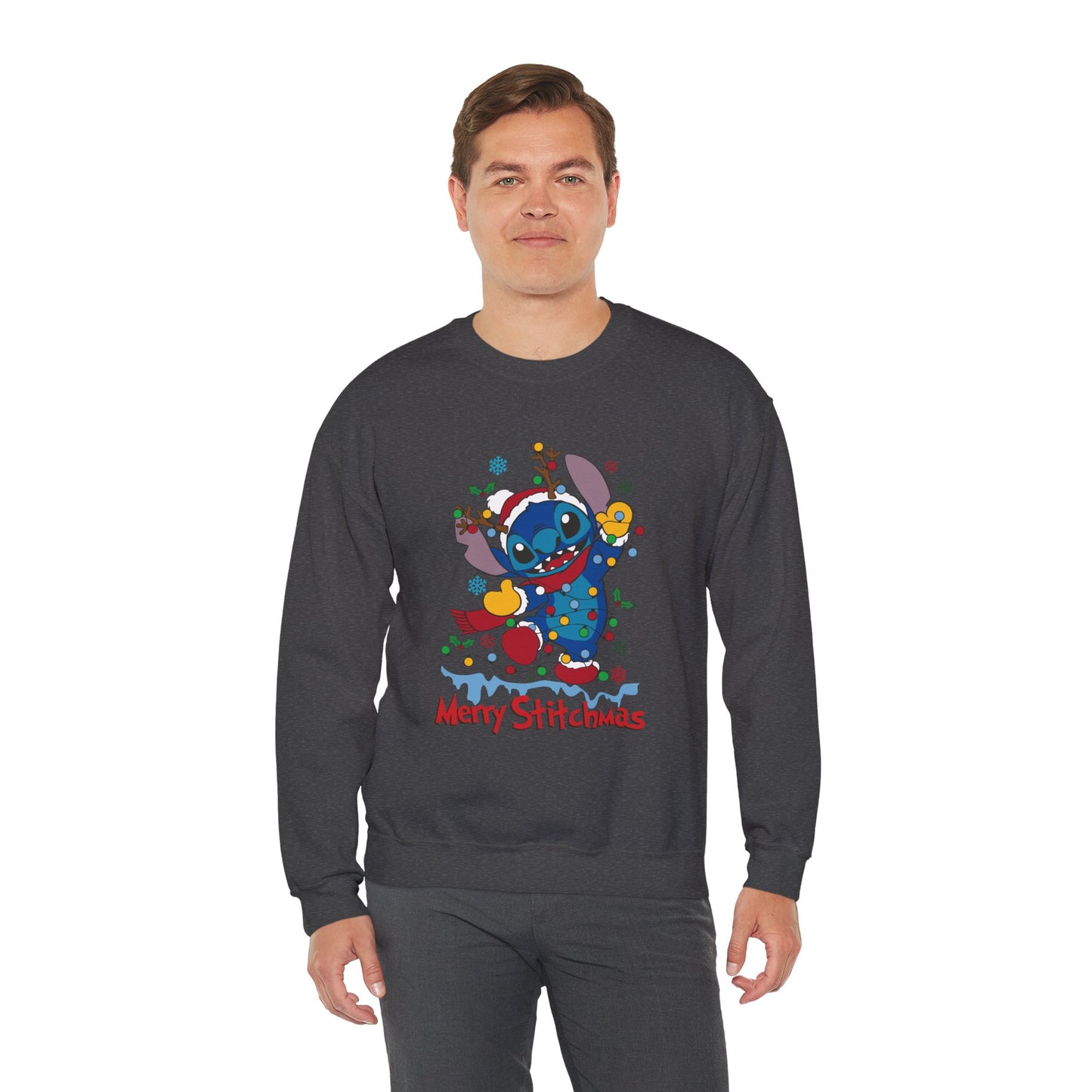 Merry Stitchmas Sweatshirt – Cute Holiday Alien Unisex Heavy Blend Crewneck