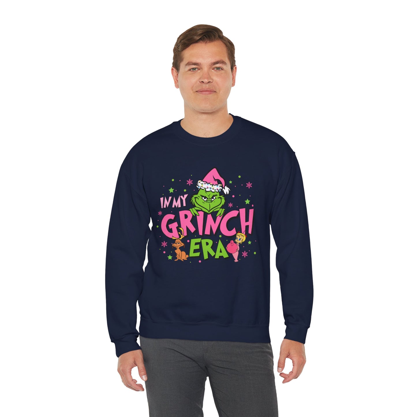 In My Grinch Era Funny Christmas Grinch-Inspired Holiday Sweatshirt – Pink Santa Festive Unisex Heavy Blend Crewneck