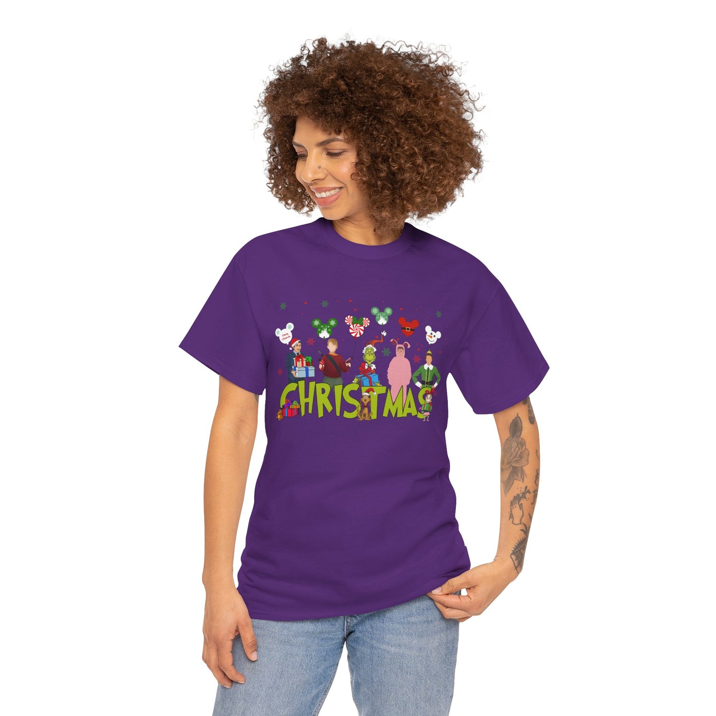 Christmas Character Squad Tee – Cute Festive Holiday Characters Unisex Heavy Cotton T-Shirt