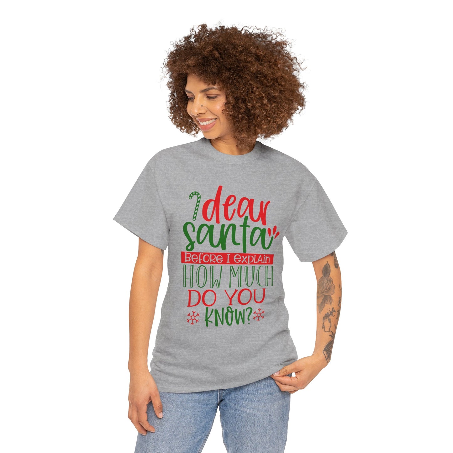 Dear Santa, Before I Explain How Much Do You Know? Unisex Heavy Cotton T-Shirt