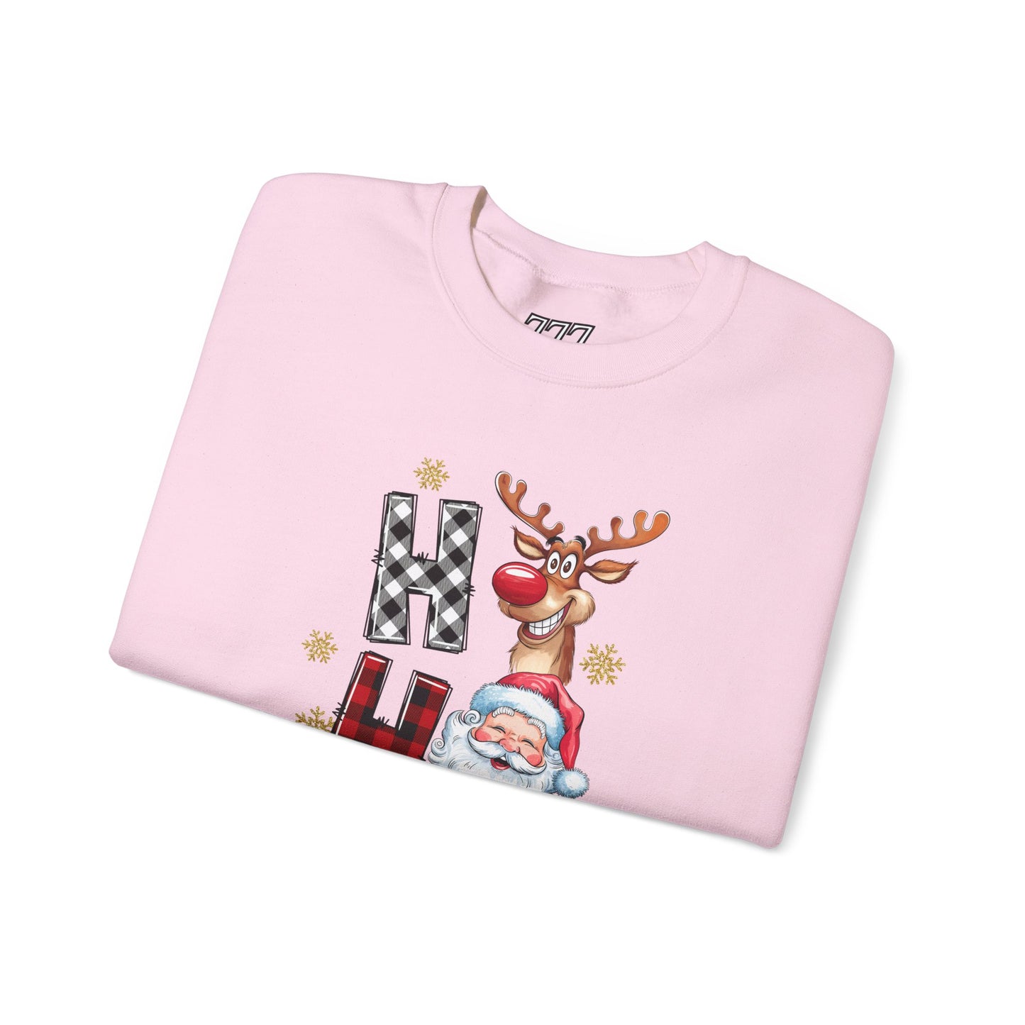 HO HO HO Christmas Unisex Heavy Blend Crewneck Sweatshirt – Santa, Reindeer & Snowman Holiday Sweater