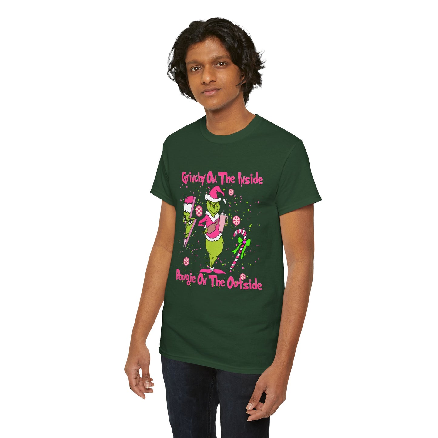 Grinchy On The Inside, Bougie On The Outside Unisex Heavy Cotton T-Shirt - Funny Holiday Tee