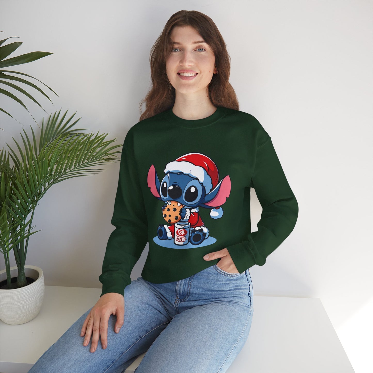 Saint Stitch Christmas Sweatshirt – Cute Holiday Alien Unisex Heavy Blend Crewneck