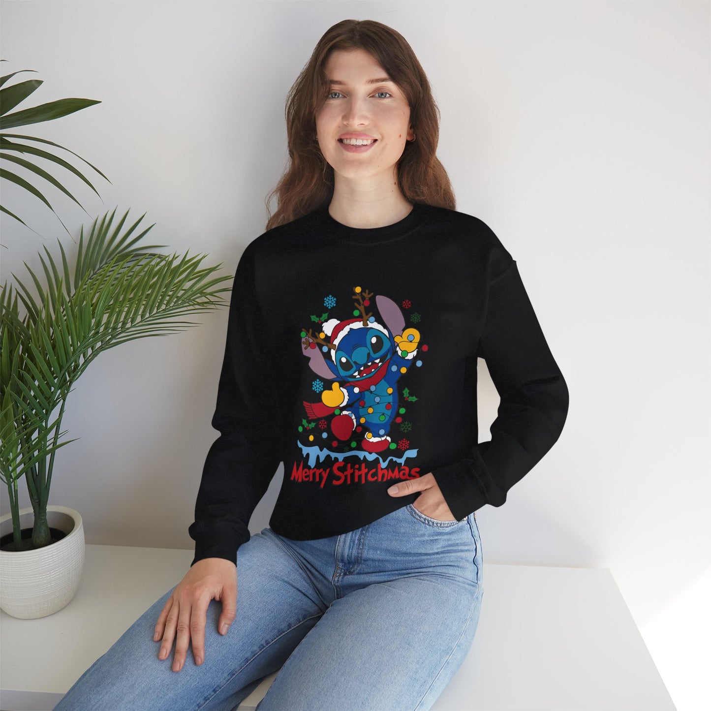 Merry Stitchmas Sweatshirt – Cute Holiday Alien Unisex Heavy Blend Crewneck