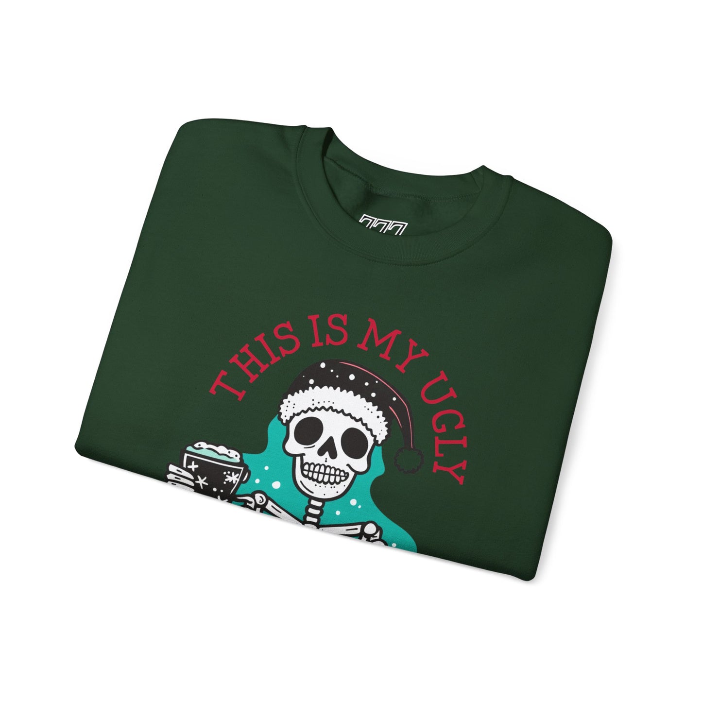 This Is My Ugly Sweater Christmas Crewneck – Funny Skeleton Holiday Sweatshirt (Unisex)