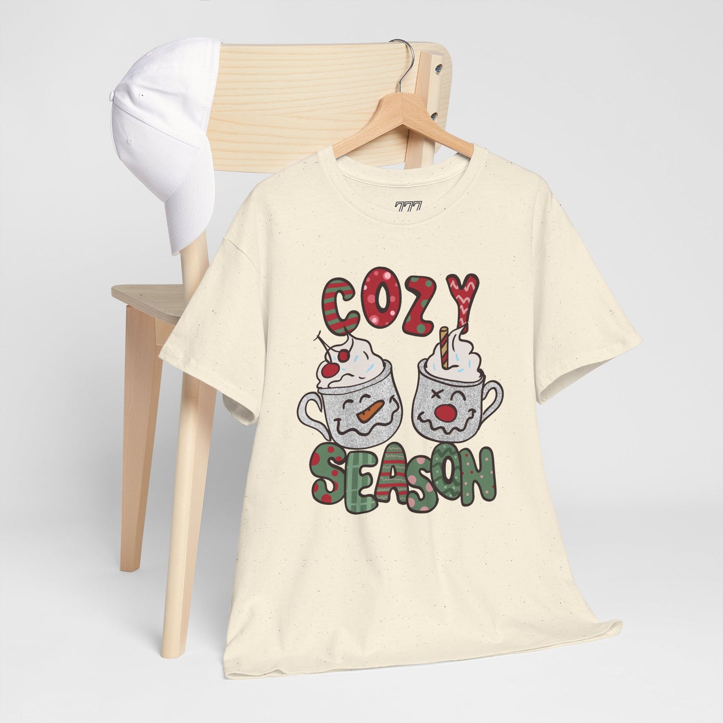 Cozy Season Christmas Unisex Heavy Cotton T-Shirt – Cute Holiday Hot Cocoa Tee
