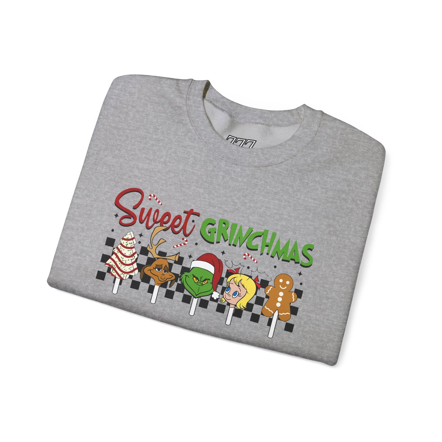 Sweet Grinchmas Candy Characters Funny Christmas Sweatshirt – Cute Holiday Treats Grinch-Inspired Unisex Heavy Blend Crewneck