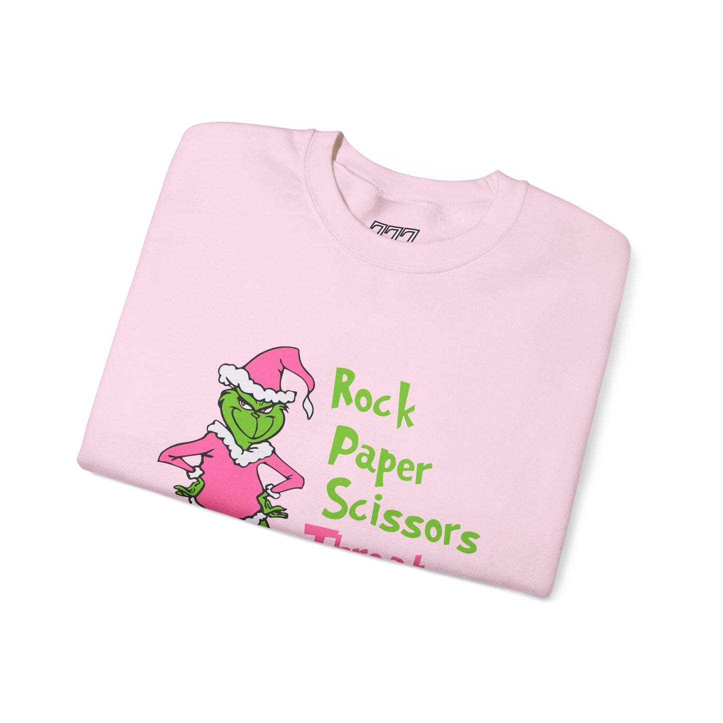 Rock Paper Scissors Throat Punch I Win Funny Christmas Grinch-Inspired Holiday Sweatshirt – Sarcastic Pink Santa Unisex Heavy Blend Crewneck