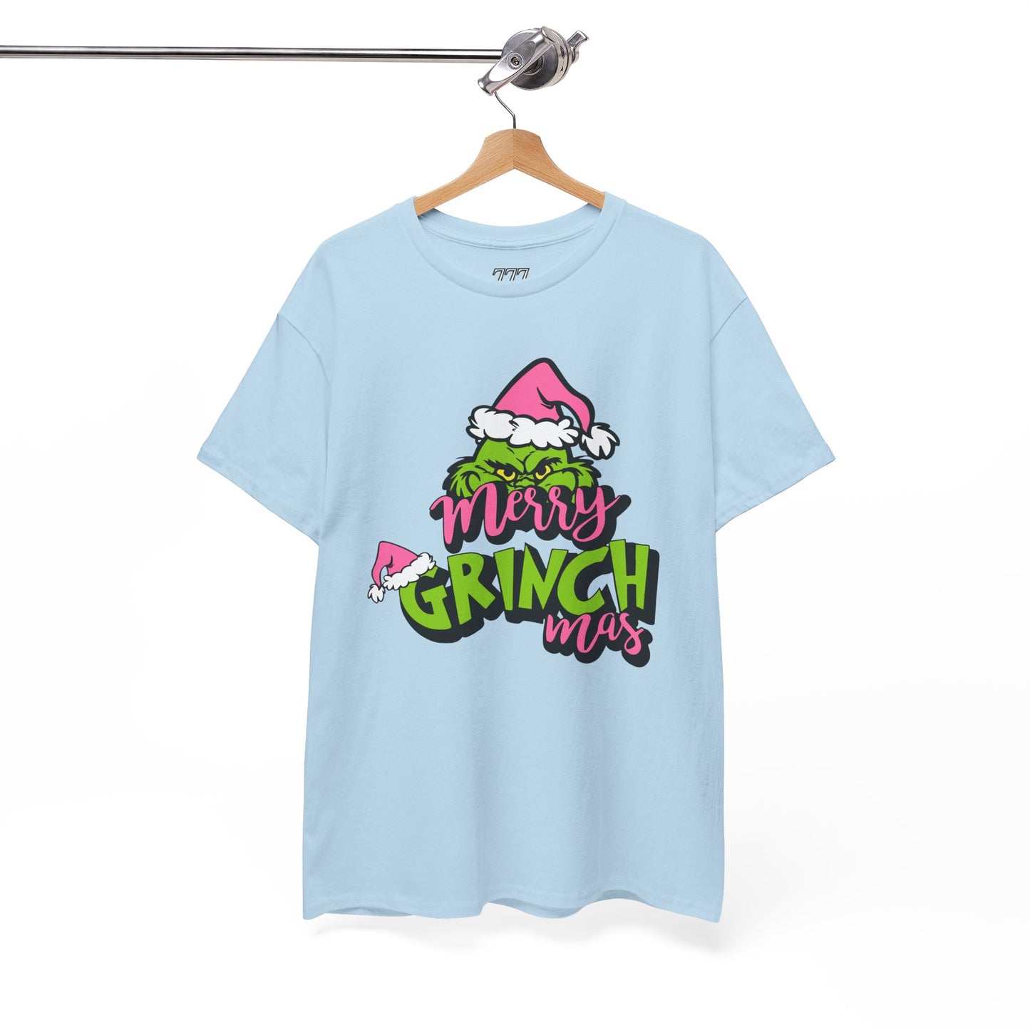 Merry Grinchmas Funny Christmas Grinch-Inspired Holiday Tee – Pink Santa Festive Unisex Heavy Cotton T-Shirt