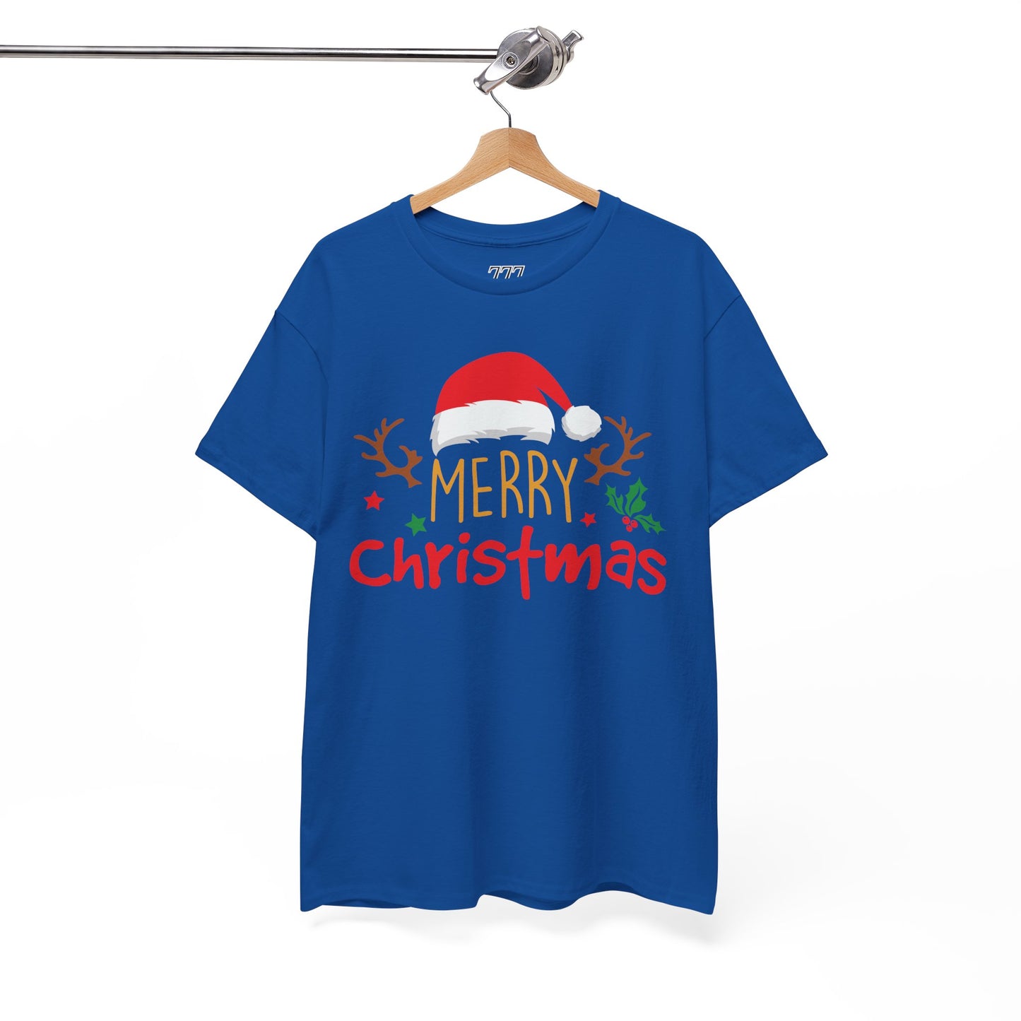 Merry Christmas Reindeer Unisex T-Shirt – Santa Hat Holiday Graphic Tee, Festive Xmas Shirt