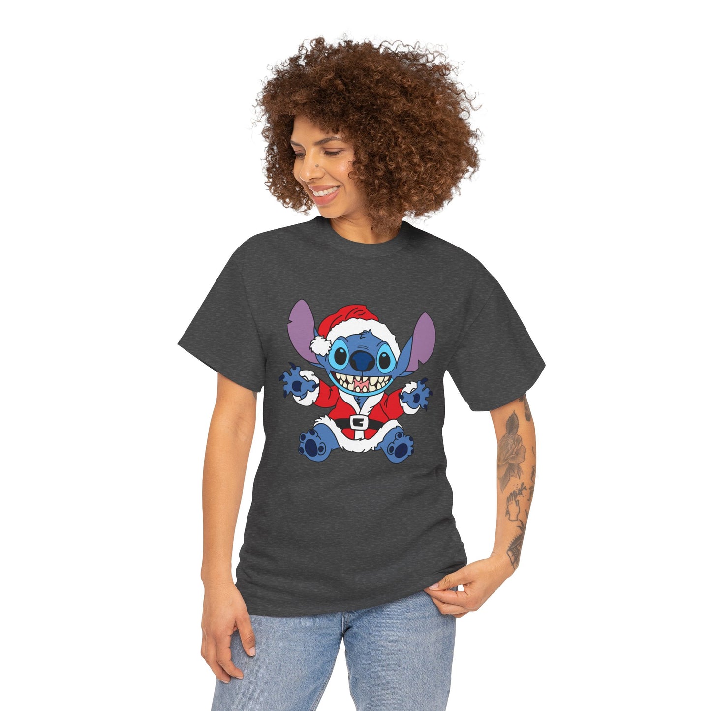 Alien Santa Christmas T-Shirt – Cute Blue Alien Holiday Graphic Tee (Unisex)