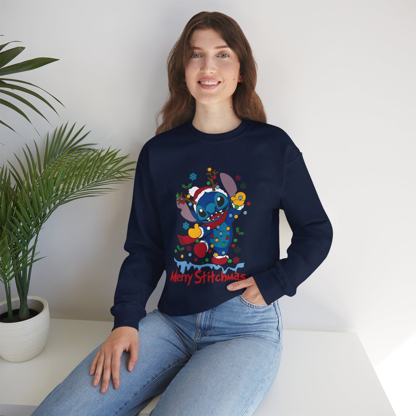 Merry Stitchmas Sweatshirt – Cute Holiday Alien Unisex Heavy Blend Crewneck