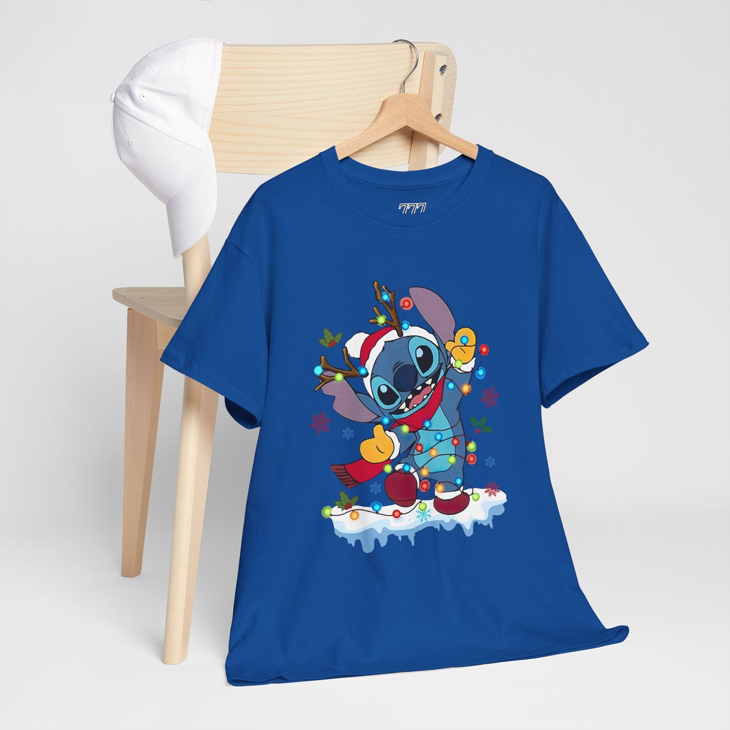Festive Blue Alien Christmas Lights T-Shirt – Cute Holiday Unisex Tee