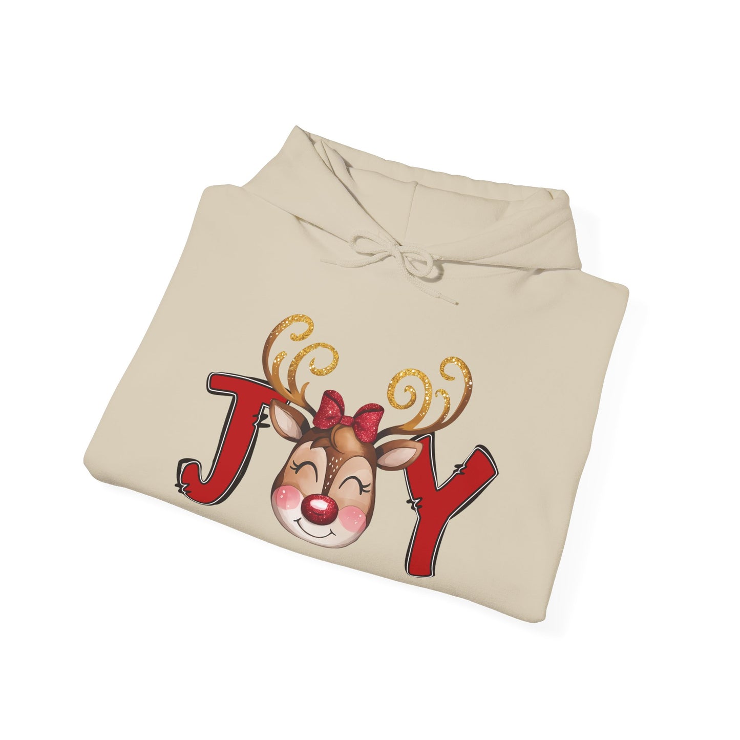 Reindeer Joy Women’s Christmas Hoodie – Cute Holiday Reindeer Heavy Blend Hooded Sweatshirt