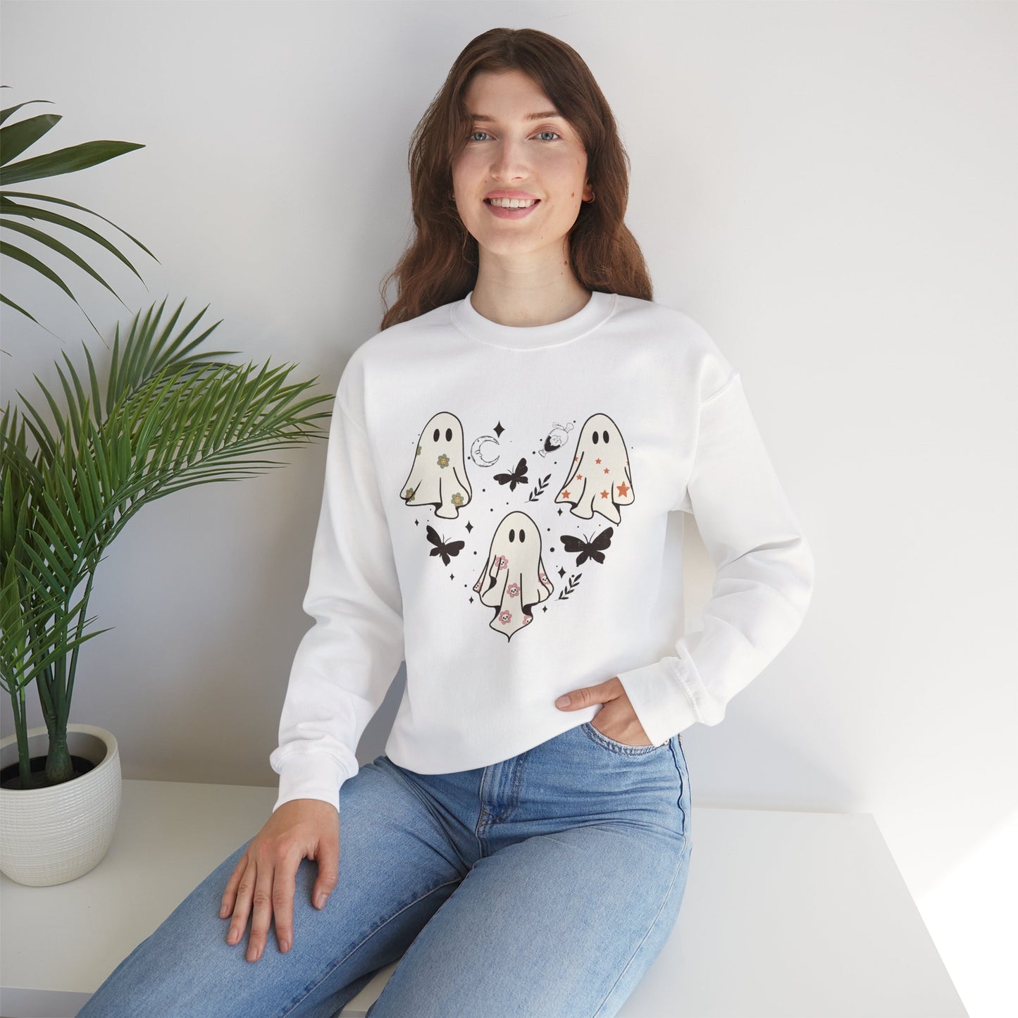 Little Ghost Heart Unisex Heavy Blend Crewneck Sweatshirt