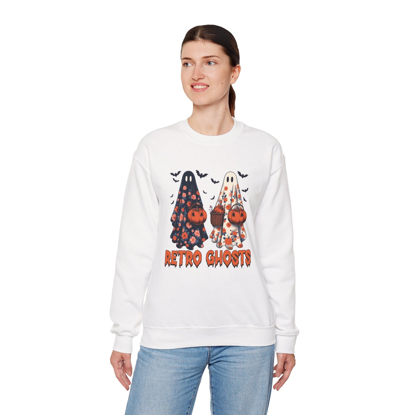 Retro Ghosts Unisex Heavy Blend Crewneck Sweatshirt
