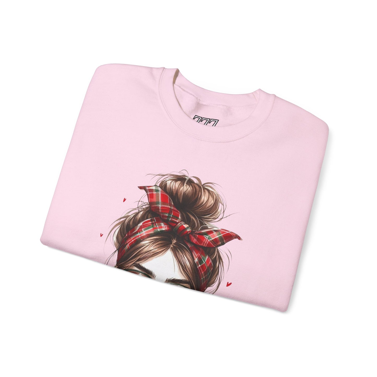 Just A Girl Who Loves Christmas Women’s Heavy Blend Crewneck Sweatshirt – Plaid Bandana Holiday Girl Sweater