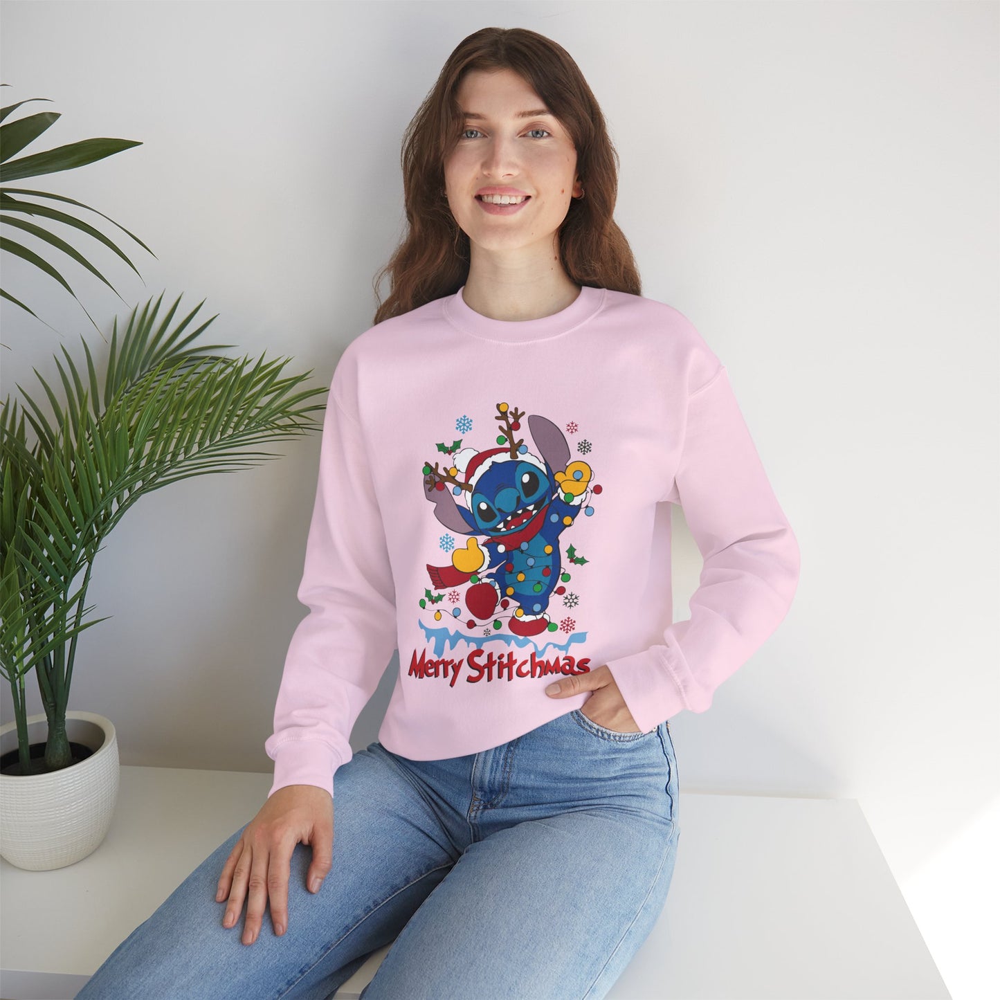 Merry Stitchmas Sweatshirt – Cute Holiday Alien Unisex Heavy Blend Crewneck