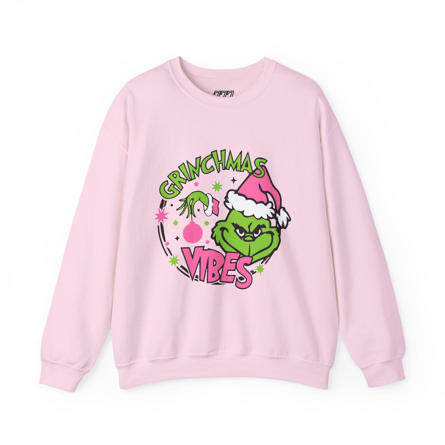 Grinchmas Vibes Funny Christmas Grinch-Inspired Holiday Sweatshirt – Pink Santa Festive Unisex Heavy Blend Crewneck