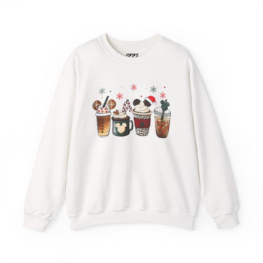 Christmas Coffee Lovers Crewneck – Cute Holiday Drink Art Sweatshirt (Unisex)