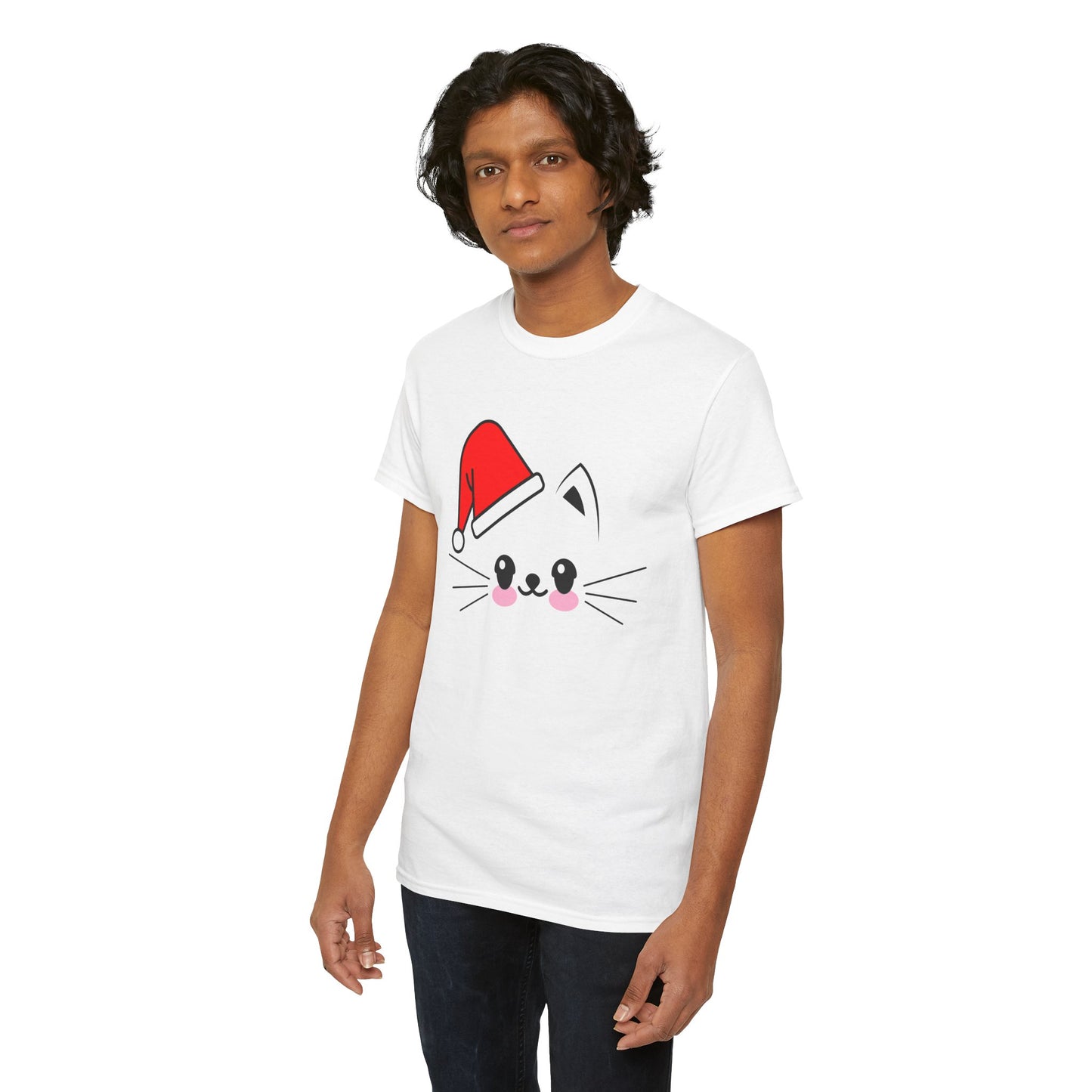 Cat Santa Christmas T-Shirt – Cute Kawaii Cat Holiday Tee (Unisex)