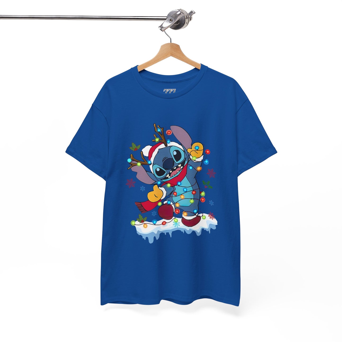 Festive Blue Alien Christmas Lights T-Shirt – Cute Holiday Unisex Tee