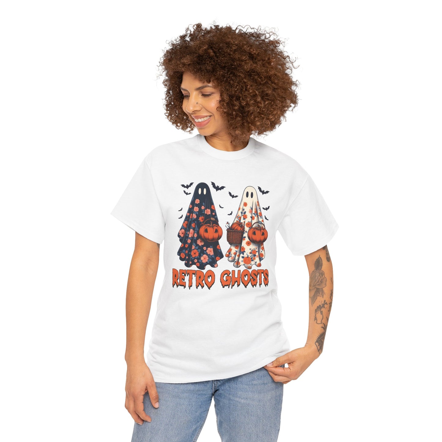 Retro Ghosts Unisex Heavy Cotton T-Shirt