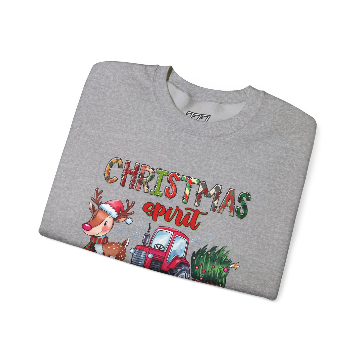 Christmas Spirit Unisex Heavy Blend Crewneck Sweatshirt – Cute Reindeer & Red Tractor Holiday Sweater