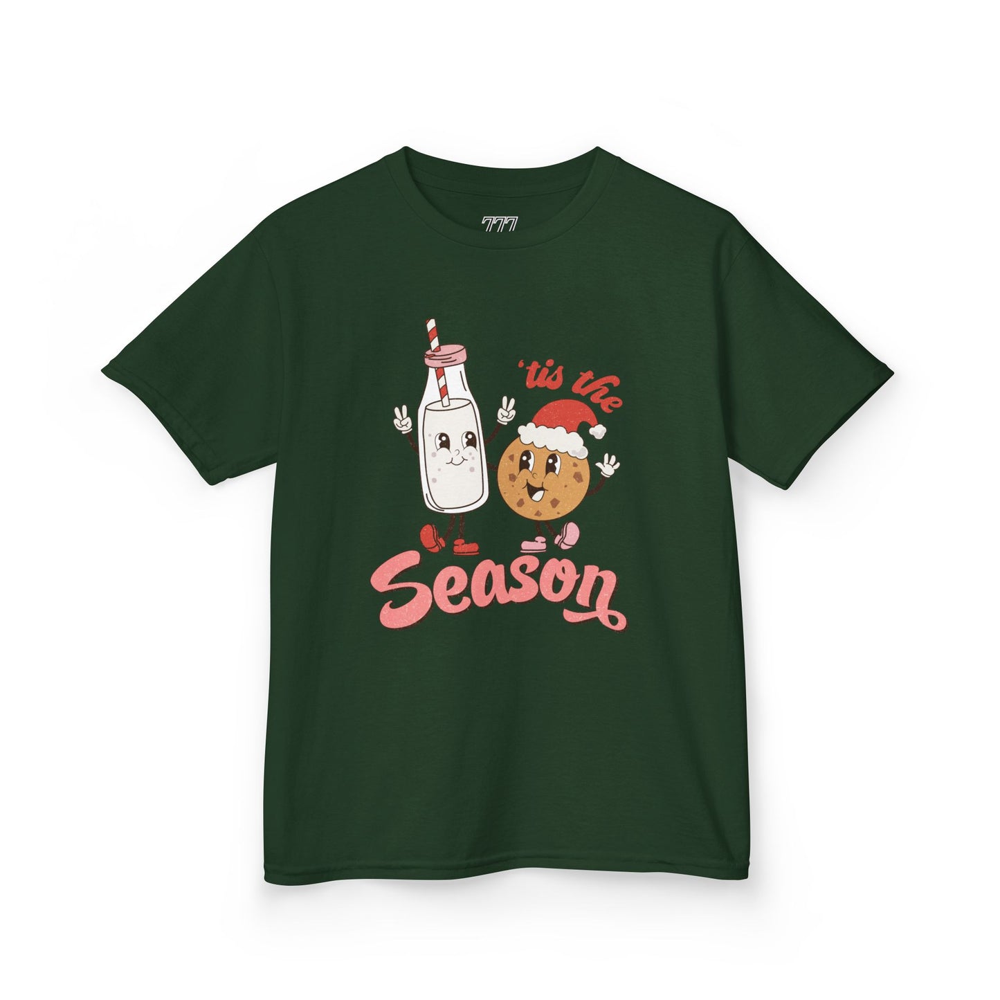 Tis The Season Kids Christmas T-Shirt – Cute Milk & Cookie Holiday Tee