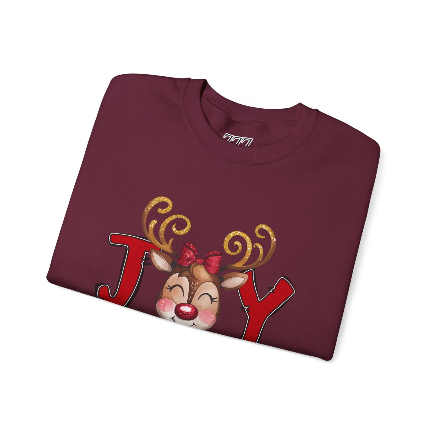 Reindeer Joy Women’s Christmas Crewneck Sweatshirt – Cute Holiday Reindeer Heavy Blend Sweater