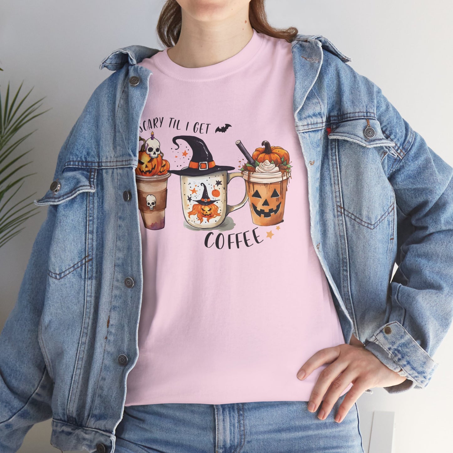 Scary Till I Get My Coffee II Unisex Heavy Cotton T-Shirt