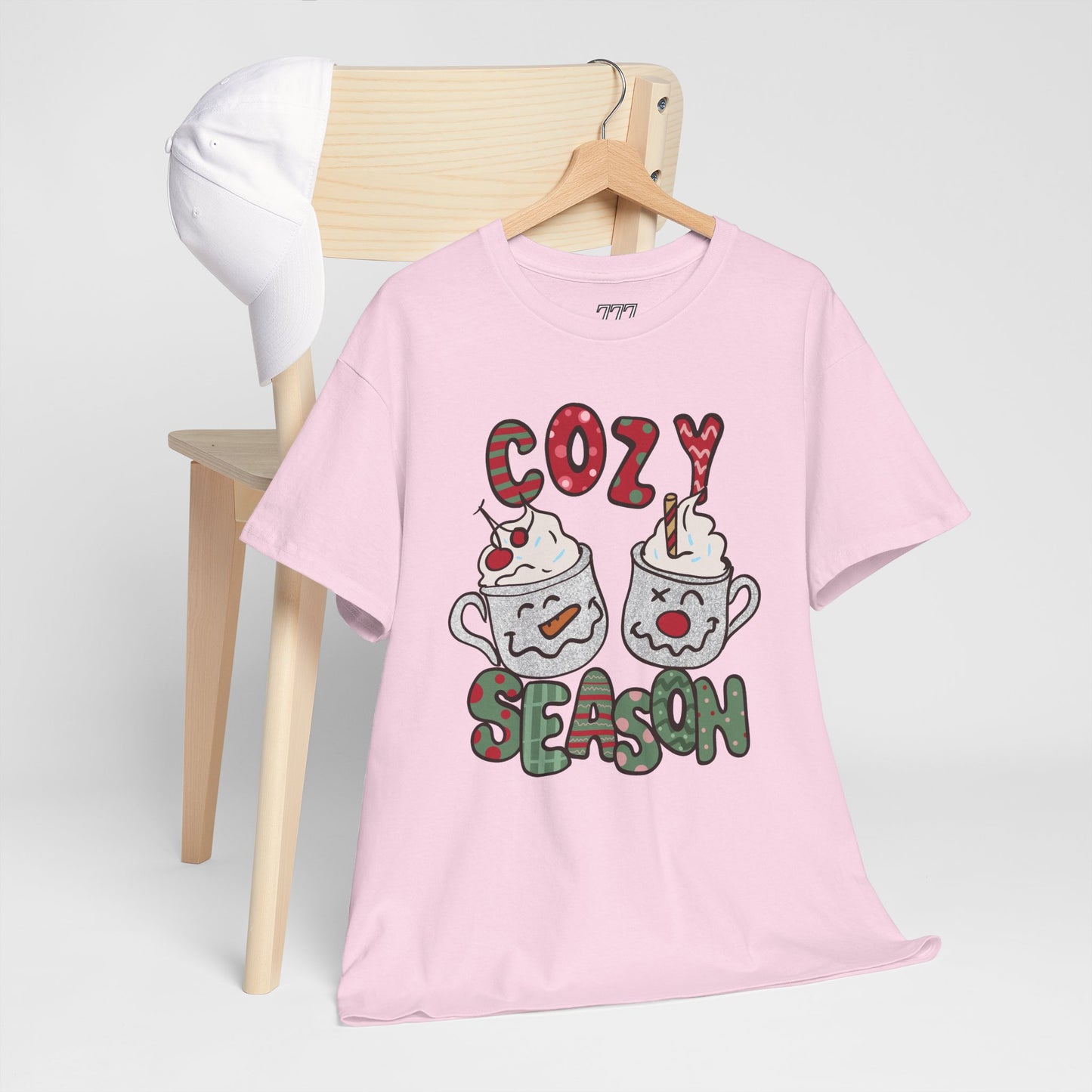 Cozy Season Christmas Unisex Heavy Cotton T-Shirt – Cute Holiday Hot Cocoa Tee