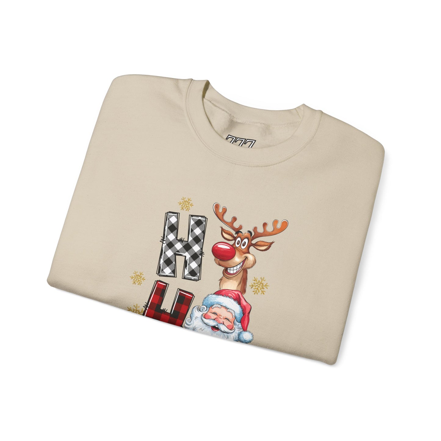 HO HO HO Christmas Unisex Heavy Blend Crewneck Sweatshirt – Santa, Reindeer & Snowman Holiday Sweater