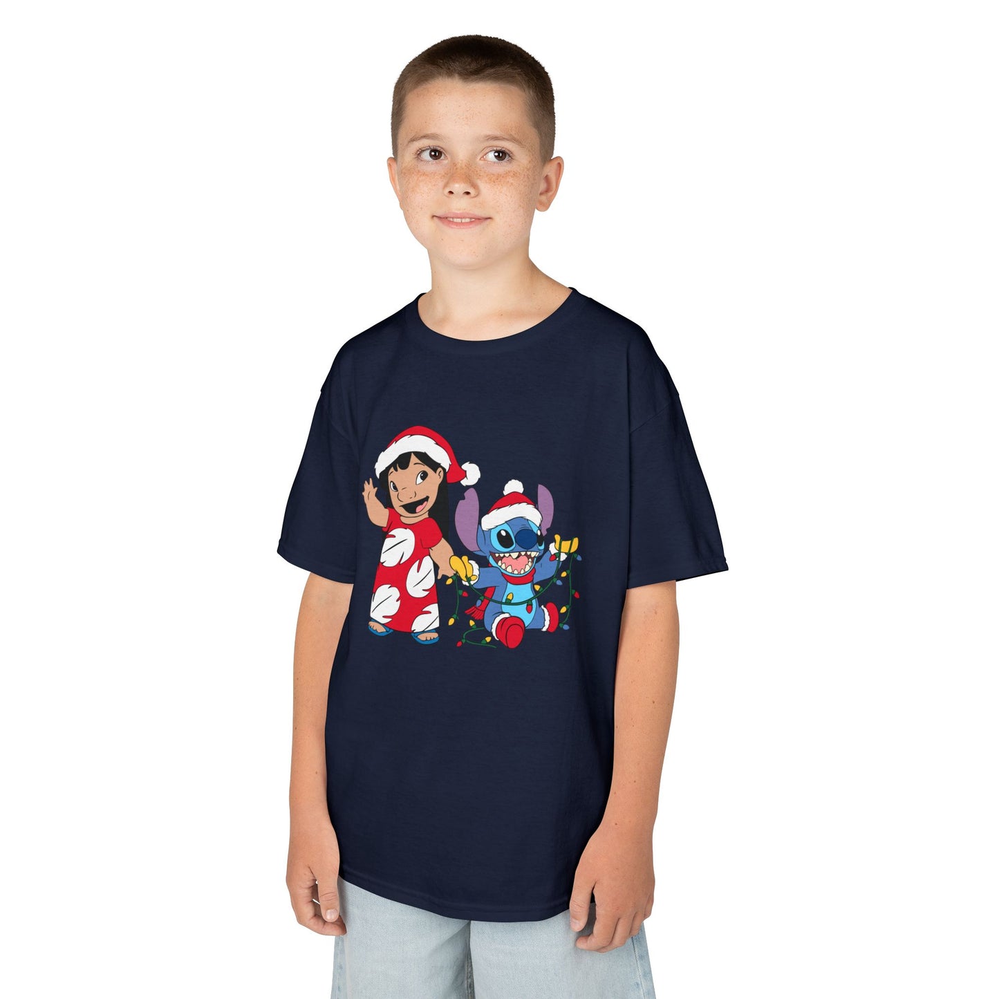 Island Holiday Duo Kids Christmas T-Shirt – Festive Blue Alien & Girl Holiday Tee